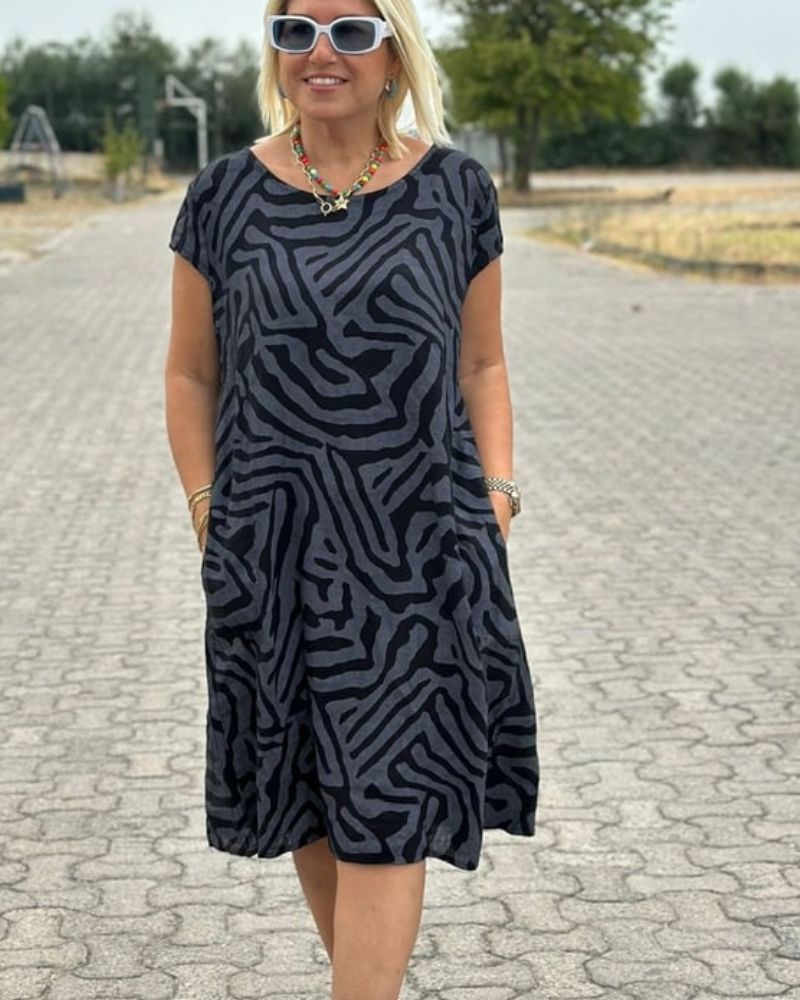 Esther - Summer dress with round neck and beautiful print