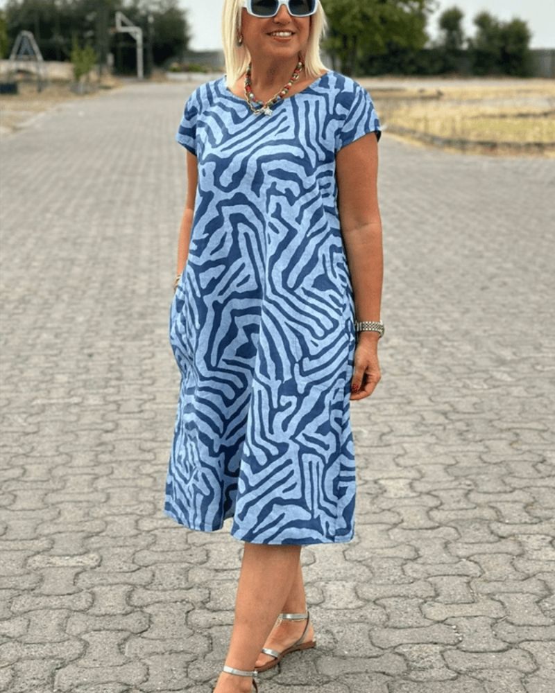 Esther - Summer dress with round neck and beautiful print