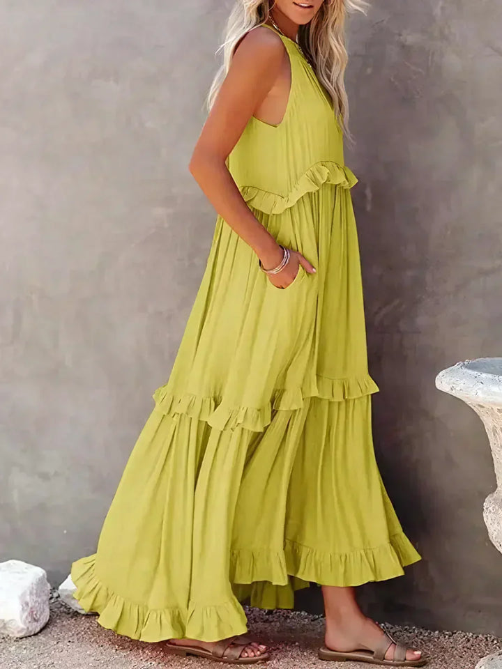 Robyn - Halter Ruffle Maxi Dress
