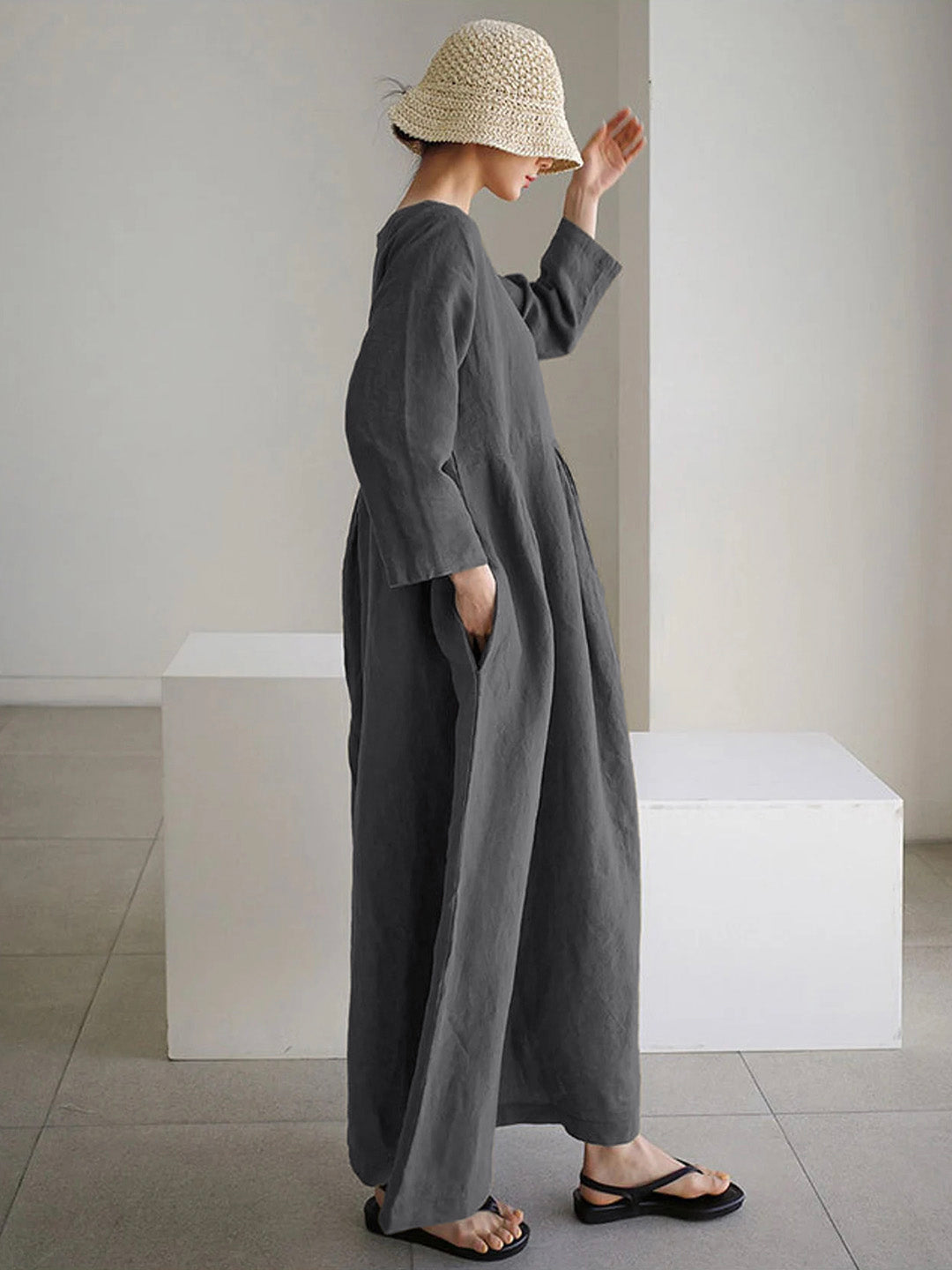 Johanna | Loose Linen Dress with Side Pockets