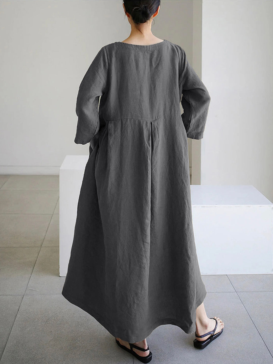 Johanna | Loose Linen Dress with Side Pockets