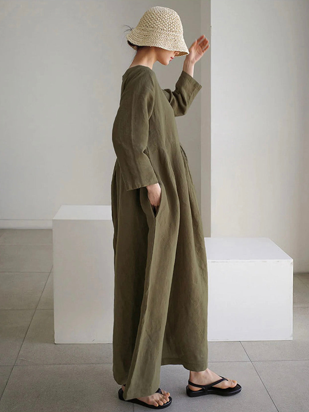 Johanna | Loose Linen Dress with Side Pockets